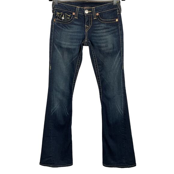 True Religion Womens Jeans Joey Twisted Seam Flare Leg Bootcut Dark Wash 26 x 32 - Picture 4 of 16